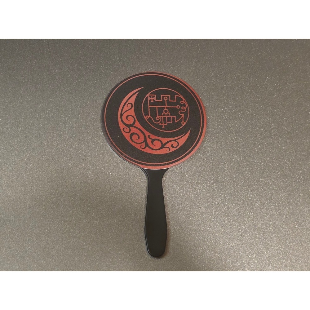Stolas Grimiore Crescent Moon Symbol Helluva Boss Mini Mirror Black Red Handmade